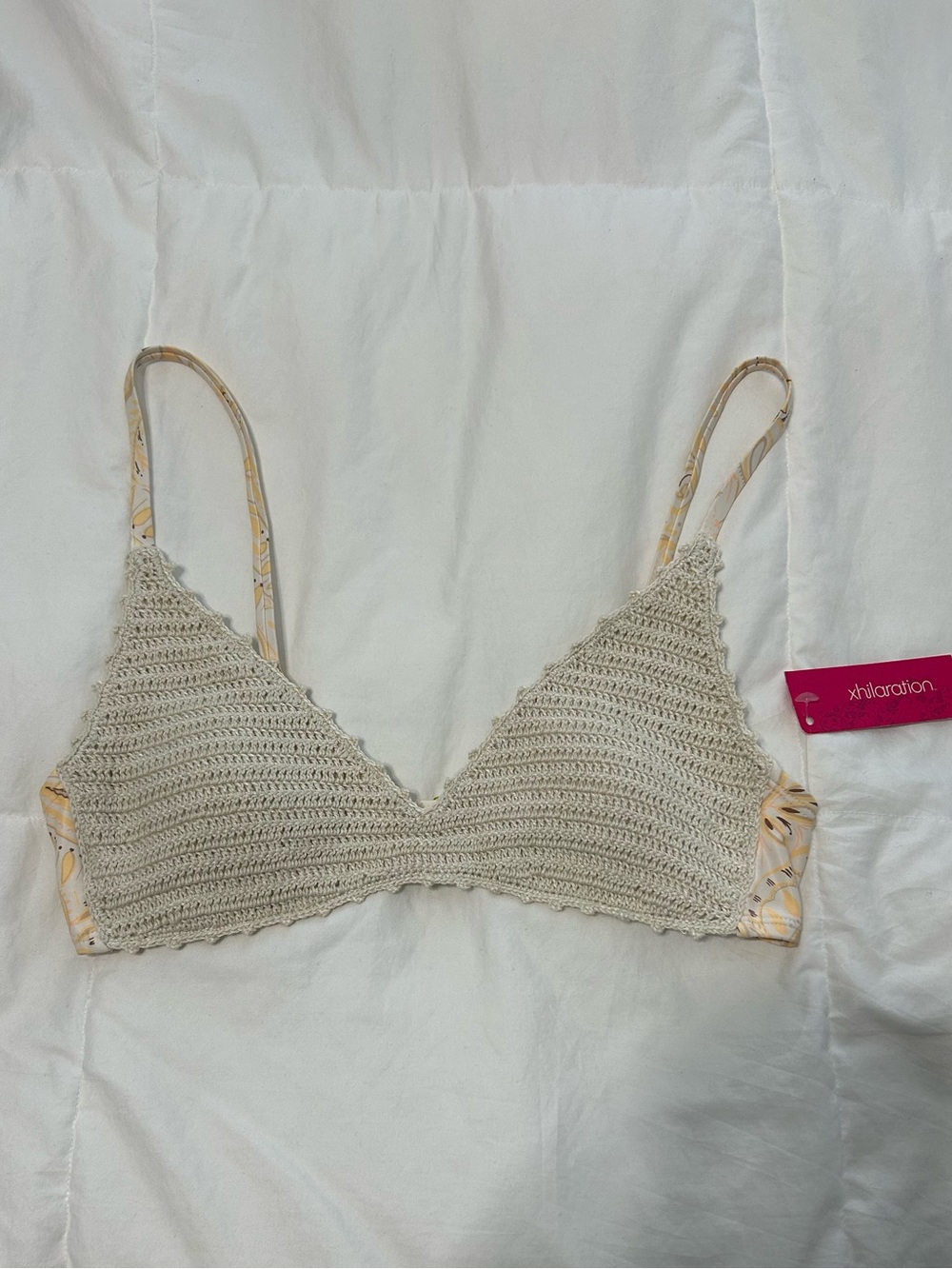 Xhilaration Cream Crochet swim top